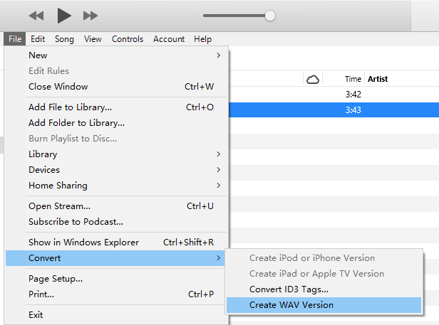 convert audio to wav itunes