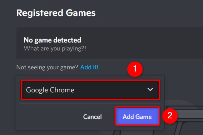 Add Game on Discord